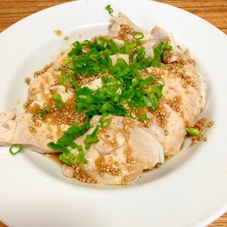 うちのおかず　鶏胸肉のレンジで蒸し鶏　中華ソース